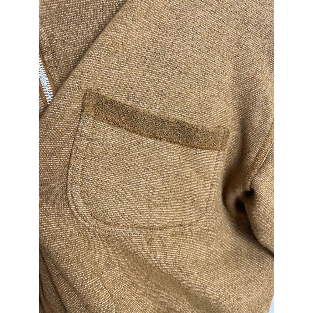 Womens Brown 1/4 Zip Pullover Patchwork Oversized… - image 5